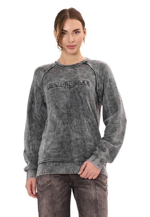 WL381 Women’s Sweatshirt – Washed Look with Logo Embroidery