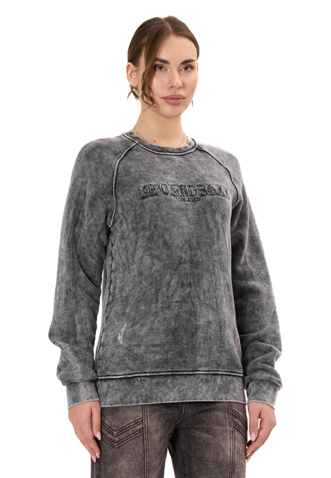 WL381 Women’s Sweatshirt – Washed Look with Logo Embroidery