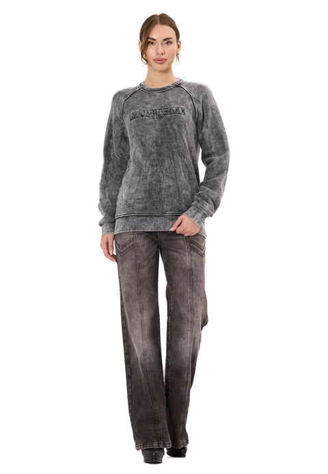 WL381 Women’s Sweatshirt – Washed Look with Logo Embroidery