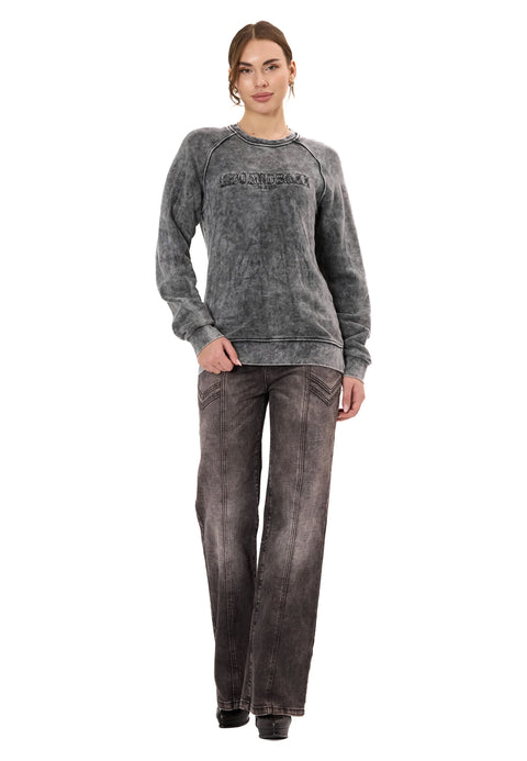 WL381 Women’s Sweatshirt – Washed Look with Logo Embroidery