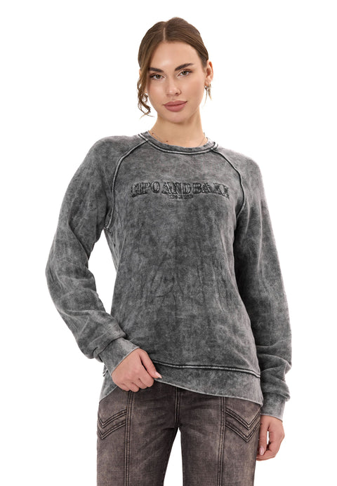 WL381 Women’s Sweatshirt – Washed Look with Logo Embroidery