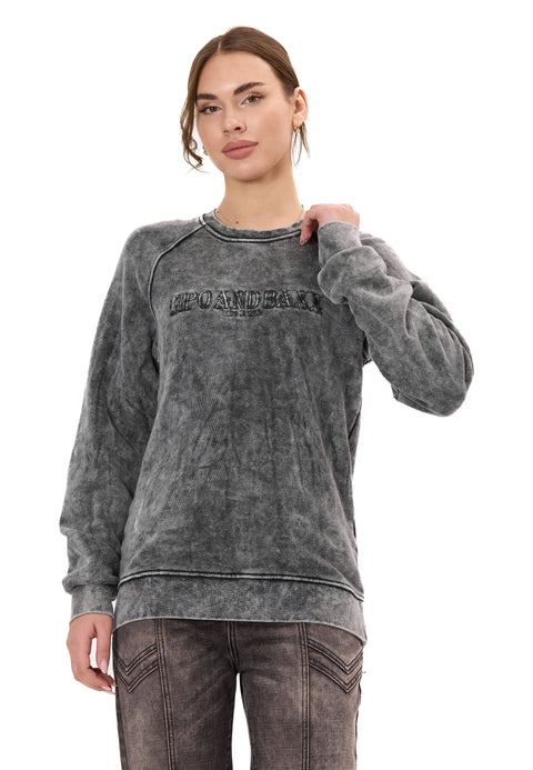 WL381 Women’s Sweatshirt – Washed Look with Logo Embroidery