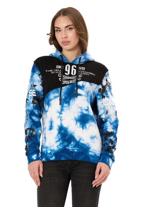 WL382 Women’s Hoodie – Tie-Dye Sweatshirt with Print, Hood & Kangaroo Pocket