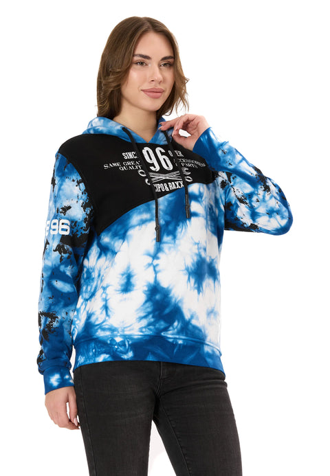 WL382 Women’s Hoodie – Tie-Dye Sweatshirt with Print, Hood & Kangaroo Pocket