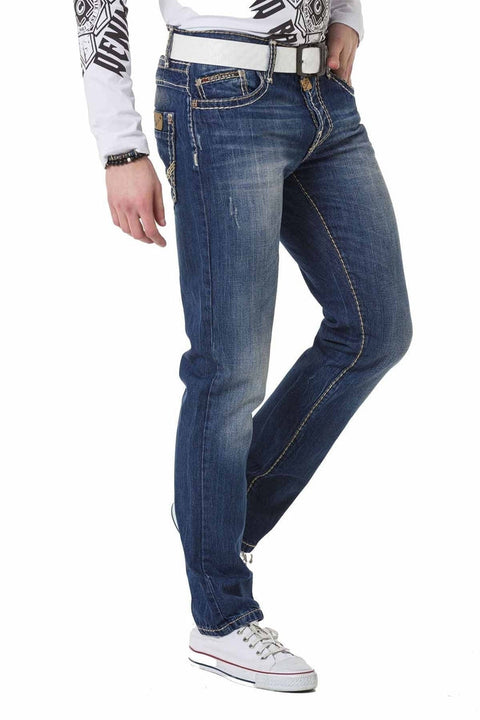C-0688 Contrast Stitched Relax Fit Men's Jeans