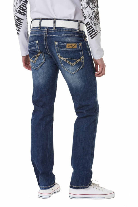 C-0688 Contrast Stitched Relax Fit Men's Jeans