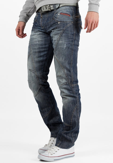 C-0751 Thick Stitched Zippered Men's Jeans