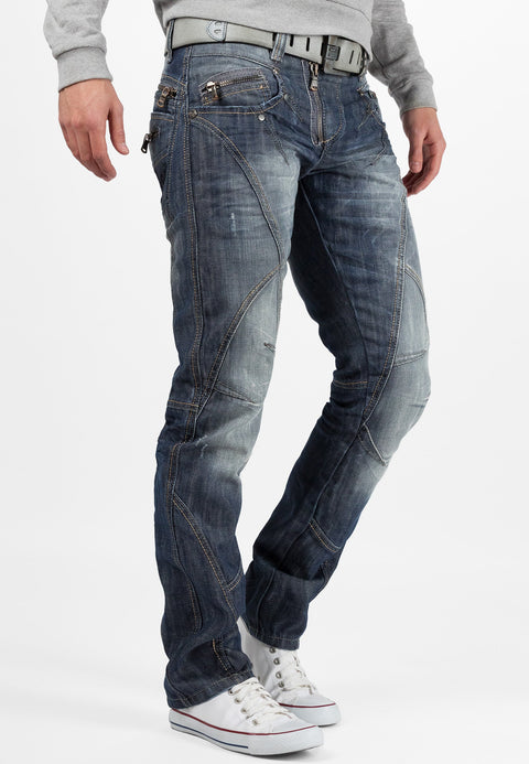 C-0751 Thick Stitched Zippered Men's Jeans