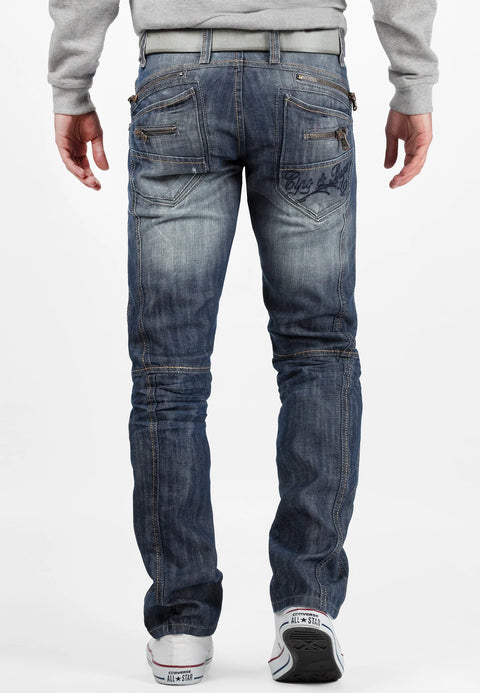 C-0751 Thick Stitched Zippered Men's Jeans