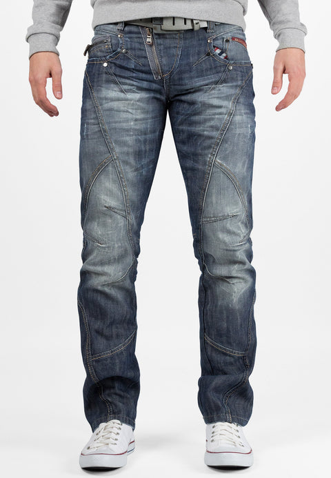 C-0751 Thick Stitched Zippered Men's Jeans