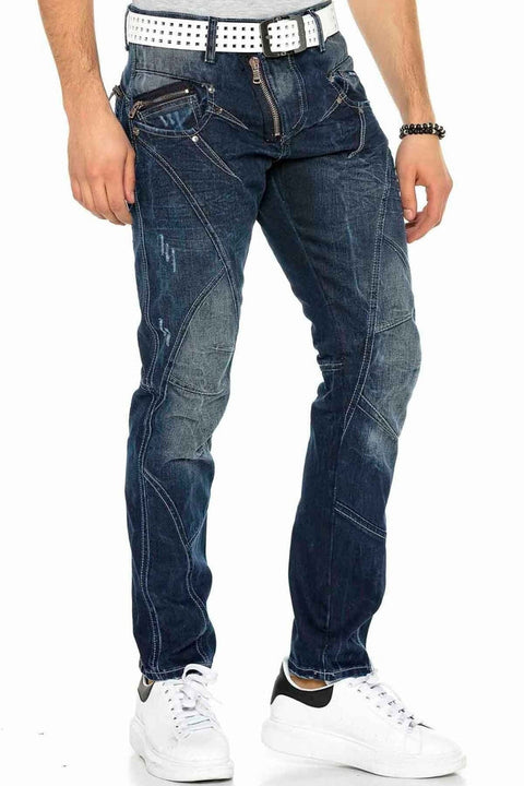 C-0768 Pieced External Zipper Men's Jeans