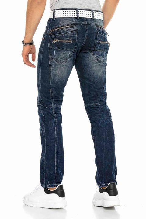 C-0768 Pieced External Zipper Men's Jeans