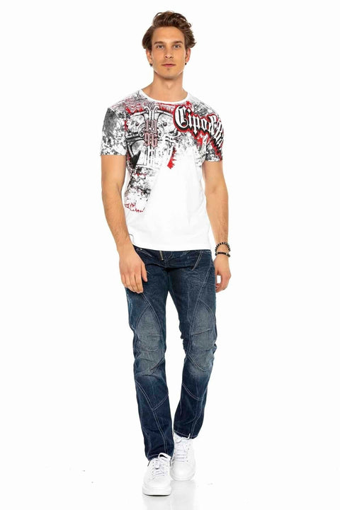 C-0768 Pieced External Zipper Men's Jeans