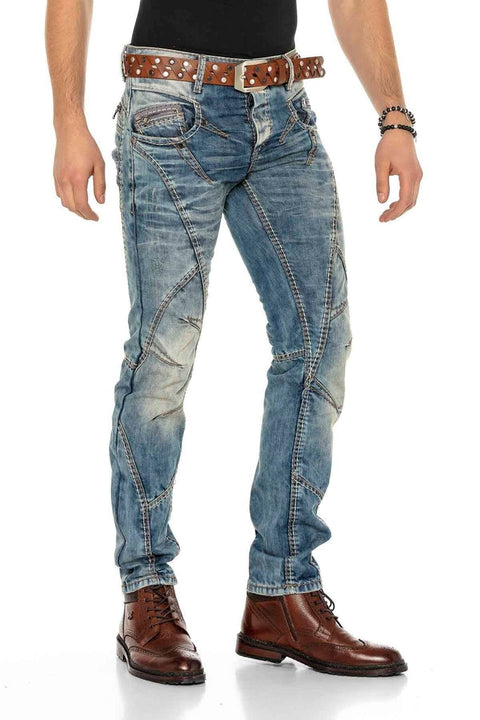 C-0894 Thick Stitched Low Waist Men's Jeans