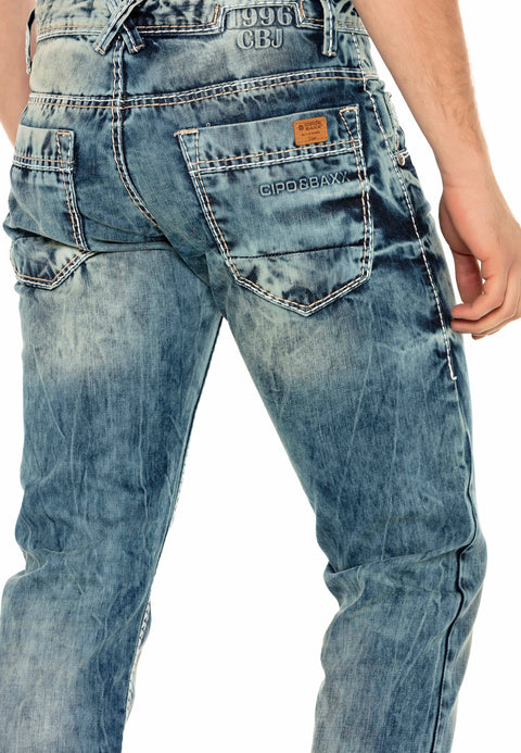 C-1149 Washed Fabric Men's Jean Trousers