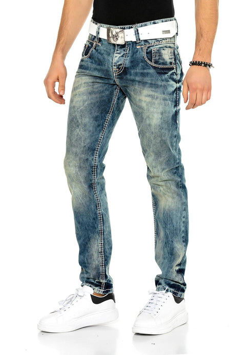 C-1149 Washed Fabric Men's Jean Trousers