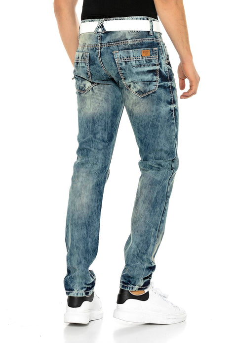 C-1149 Washed Fabric Men's Jean Trousers