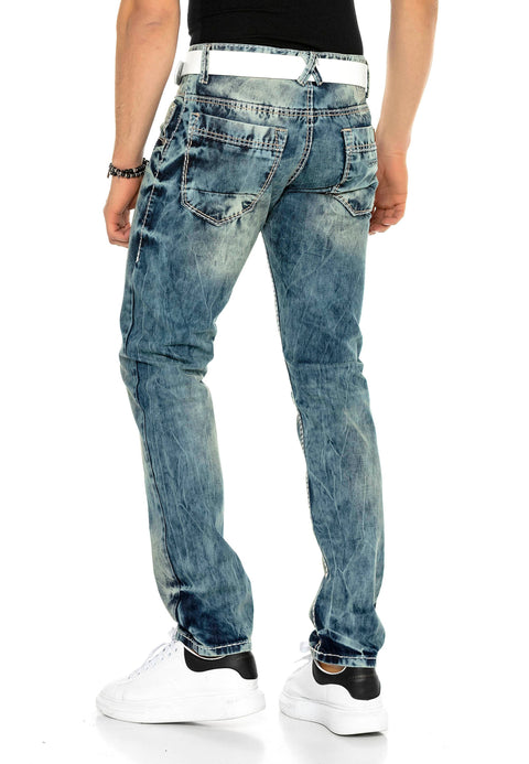 C-1149 Washed Fabric Men's Jean Trousers