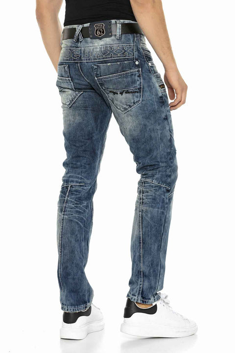 C-1178 Piece Stitched Pocket Detailed Men's Jean Trousers