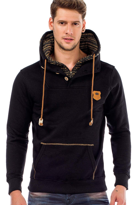 C44200 Double Layer Collar Knitted Detail Men's Sweatshirt