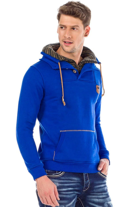 C44200 Double Layer Collar Knitted Detail Men's Sweatshirt