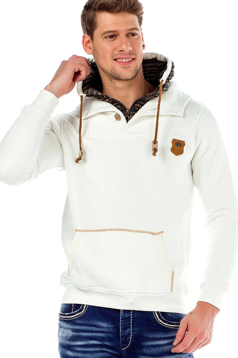 C44200 Double Layer Collar Knitted Detail Men's Sweatshirt