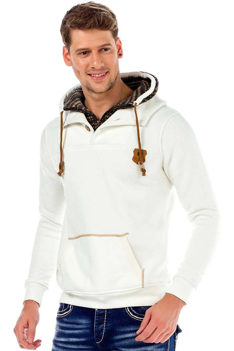 C44200 Double Layer Collar Knitted Detail Men's Sweatshirt