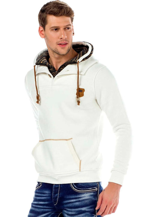 C44200 Double Layer Collar Knitted Detail Men's Sweatshirt