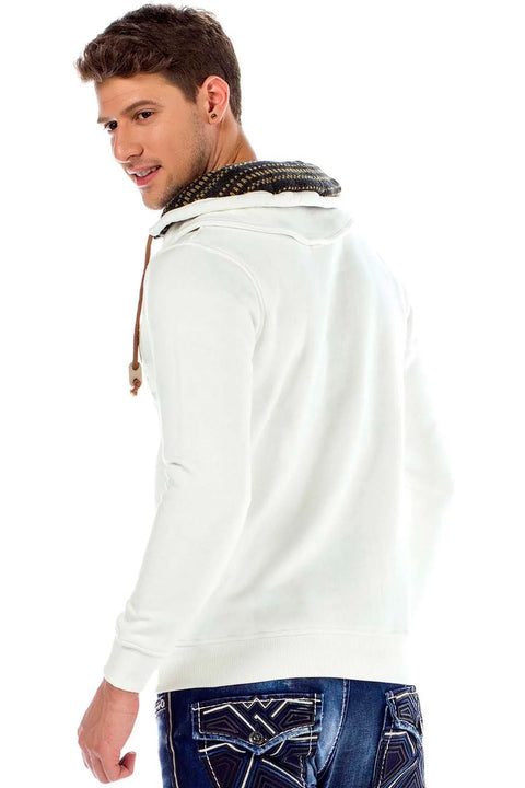 C44200 Double Layer Collar Knitted Detail Men's Sweatshirt