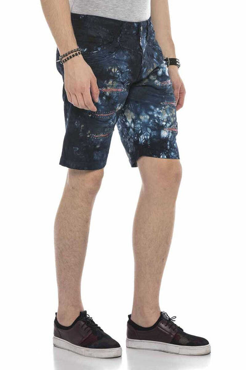 CK205 Pied Hidden Ripped Denim Capri Shorts