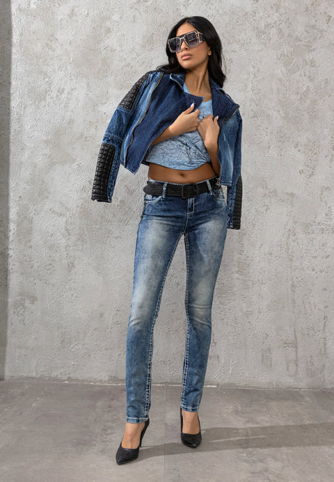 CBW-0639 Stitched Jean Slim Fit Women's Denim Trousers