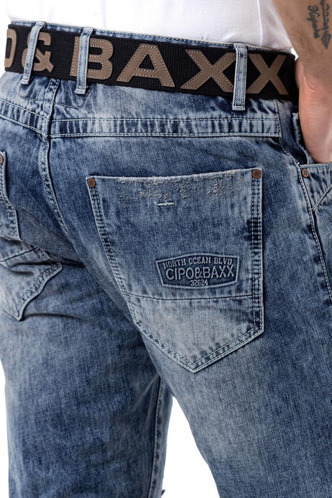 CD131 Colored Patched Low Waist Men's Jeans