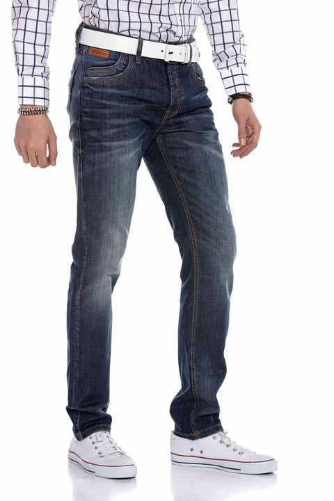 CD186A Relaxed Cut Jean Trousers with Nested Pockets