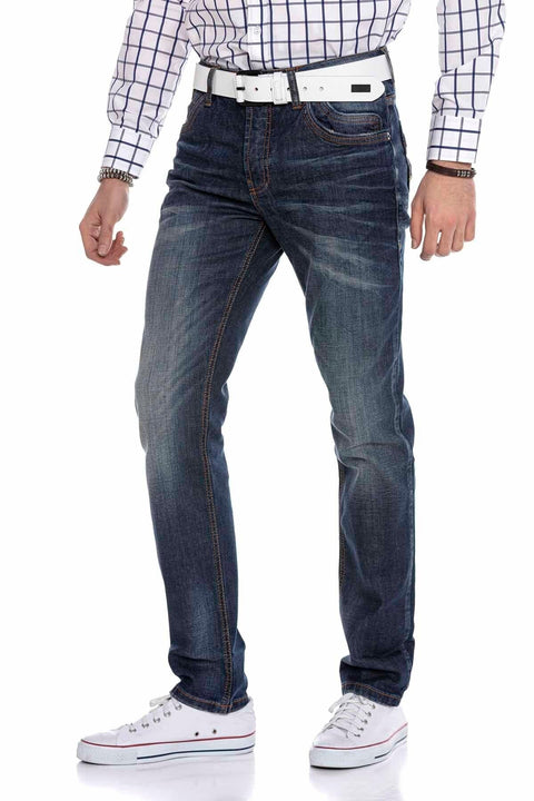CD186A Relaxed Cut Jean Trousers with Nested Pockets