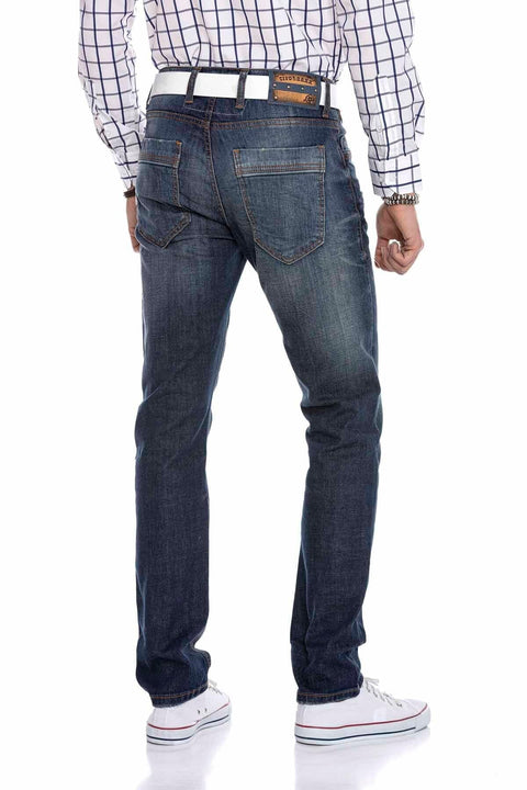 CD186A Relaxed Cut Jean Trousers with Nested Pockets