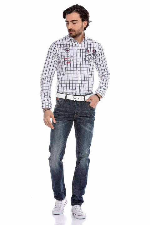 CD186A Relaxed Cut Jean Trousers with Nested Pockets