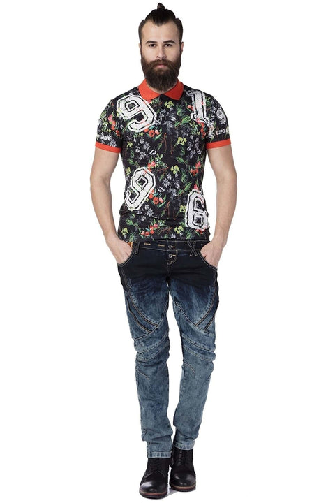 CD244A Decorative Stitched Washed Men's Jean Trousers