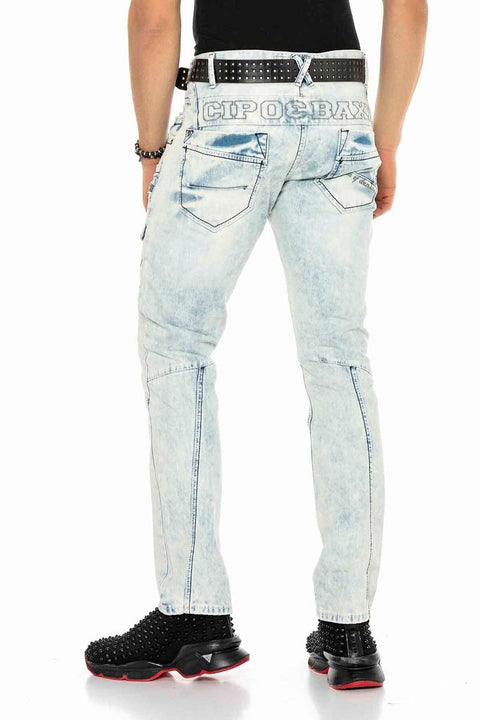 CD272 Ice Blue Stitched Men's Jean Trousers