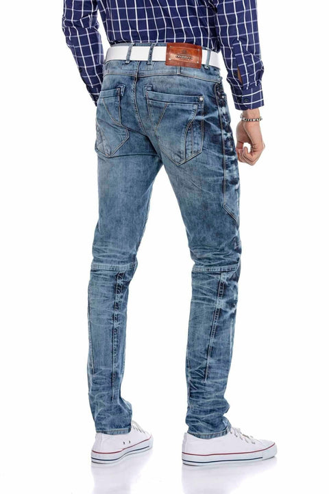 CD346 External Buttoned Piece Men's Jean Trousers
