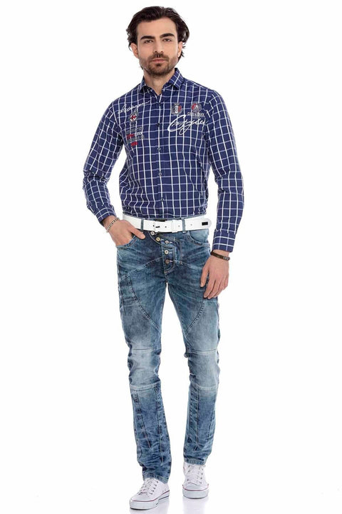 CD346 External Buttoned Piece Men's Jean Trousers