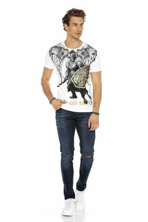 CD375 Chained Ripped Dark Blue Slim Fit Men's Jean