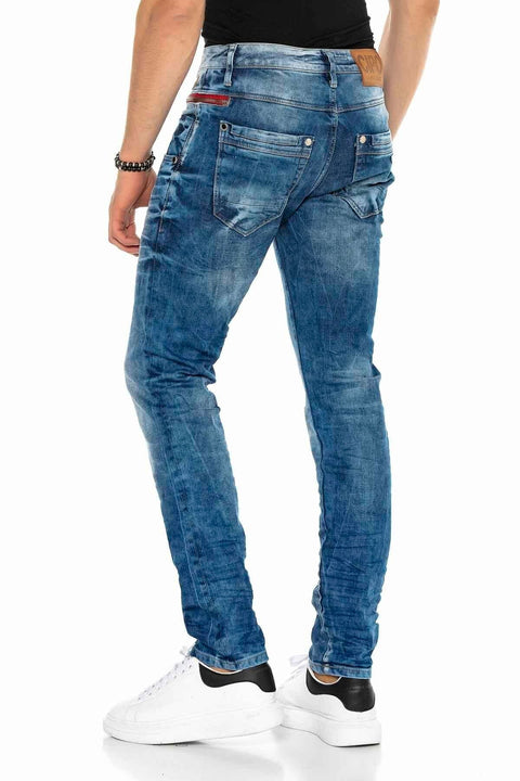 CD394 Slim Fit Washed Fabric Jean Trousers