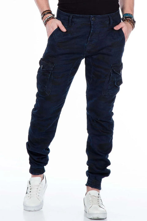 CD422 Cargo Pocket Elasticated Skinny Leg Camouflage Trousers