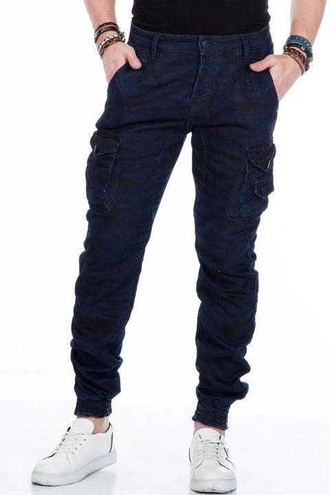 CD422 Cargo Pocket Elasticated Skinny Leg Camouflage Trousers