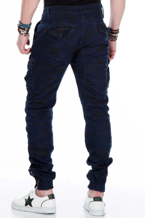 CD422 Cargo Pocket Elasticated Skinny Leg Camouflage Trousers
