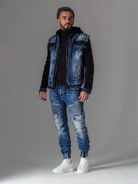 CD446 Hip Hop Style Cargo Pocket Slim Leg Men's Trousers
