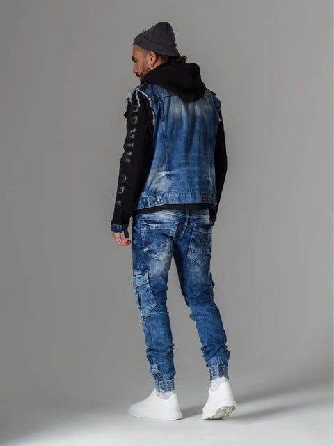 CD446 Hip Hop Style Cargo Pocket Slim Leg Men's Trousers