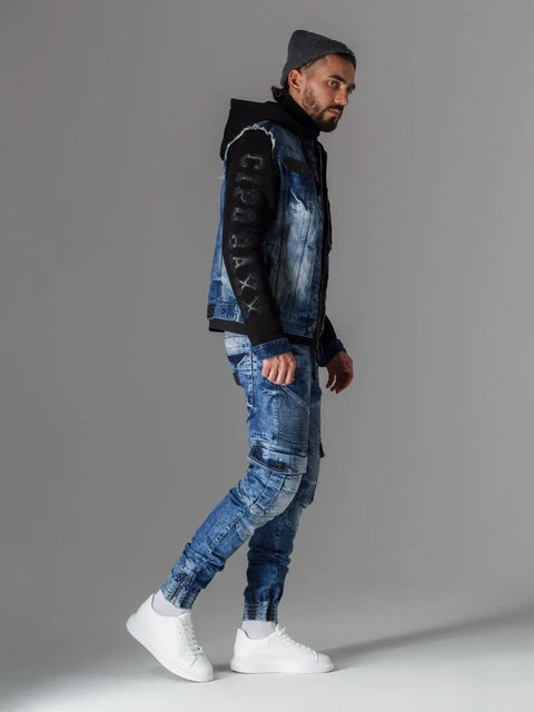CD446 Hip Hop Style Cargo Pocket Slim Leg Men's Trousers