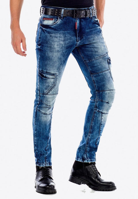 CD478 Biker Style Slim Fit Men's Jeans