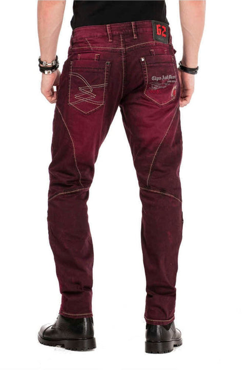CD479 Decorative Stitched Low Waist Men's Trousers